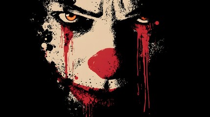 Horror clown face with blood