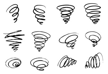 もやもや・悩む・くしゃくしゃ・ぐるぐるマークのイラストセット
