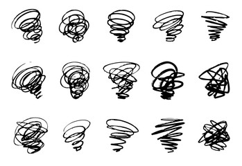もやもや・悩む・くしゃくしゃ・ぐるぐるマークのイラストセット