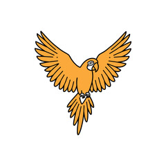 Obraz premium Colorful parrot with outstretched wings in flight. Vector illustration