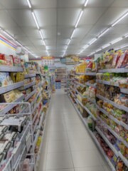 blur portrait of supermarket aisle