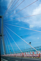 Fototapeta premium Suramadu bridge's steel safety slings, a blend of engineering and design