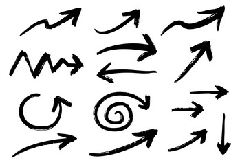 手書きの矢印のイラストセット　ベクター黒