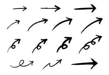 手書きの矢印のイラストセット　ベクター黒