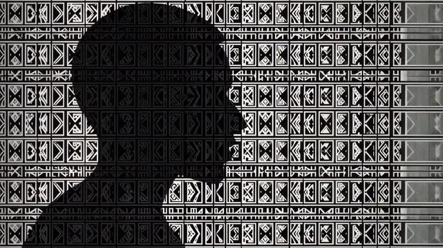 Abstract background with numbers and human silhouette profile illustrating brain technology, intelligence, and a digital science concept vector design