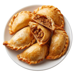Savory Meat Empanadas Freshly Baked on a White Plate