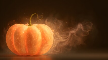 Glowing pumpkin with smoke