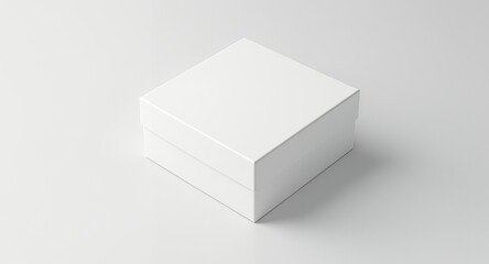 Fototapeta premium Blank White Square Box Packaging Mockup Product Presentation Gift Box Template