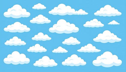 Cartoon clouds against a light blue background (1)