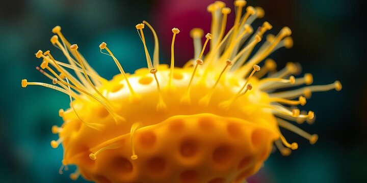 Multiple flagella emerging from one side of a bacterial cell, microscopic, vector
