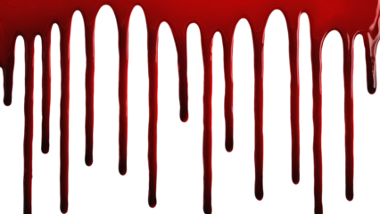 Dripping blood effect isolated on transparent background.