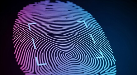 Close-up of a brightly colored fingerprint scan on a dark background.