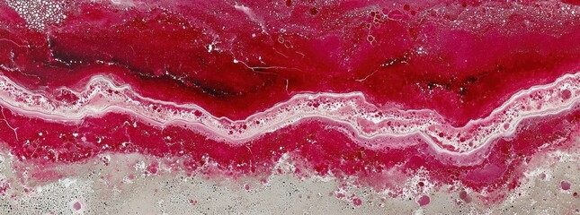 Abstract Fluid Design With Red And White Wavy Pattern Texture On Gray Background