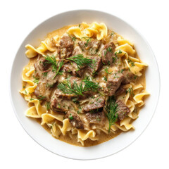 Creamy Beef Stroganoff with Egg Noodles and Fresh Herbs