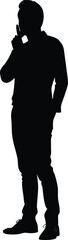Silhouette of a Man Gesturing with Finger on Lips for Silence