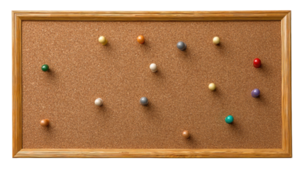 Wooden Cork Board with Colorful Push Pins for Organization