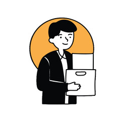 Icon vector man holding a box for business element 