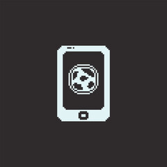 Fototapeta premium this is phone icon in pixel art with simple color and black background ,this item good for presentations,stickers, icons, t shirt design,game asset,logo and your project.