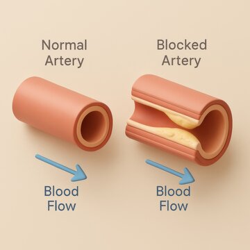 Normal vs Blocked Artery &ndash; Blood Flow Infographic for Cardiovascular Health