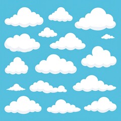Cartoon clouds on light blue background