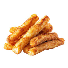 Crispy Golden Fried Cheese Sticks on a White Background