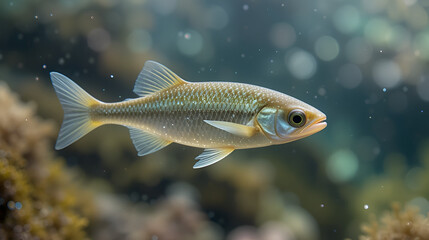 Naklejka premium Swimming juvenile Alewife herring fish