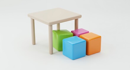 Plastic table and stools for kids