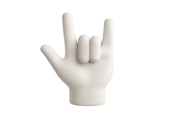 Obraz premium Transparent background 3d cartoon hand in white making rock and roll gesture, perfect for music, entertainment, and concert-themed designs