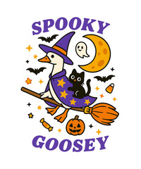 Fototapeta premium Spooky Goosey Halloween PNG T shirt