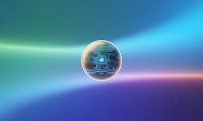 Fototapeta premium Futuristic Technology Sphere with Circuitry on Gradient Background