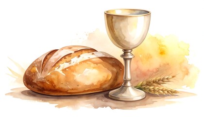 Bread and Chalice Watercolor