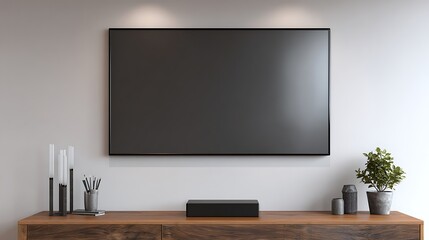 Modern living room showcasing sleek television and minimalist decor, perfect for interior design inspiration.