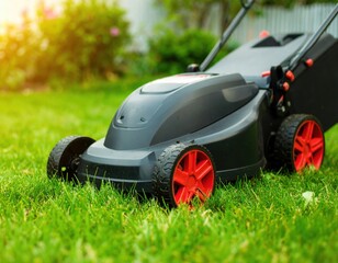 Fototapeta premium a lawn mower in the yard.