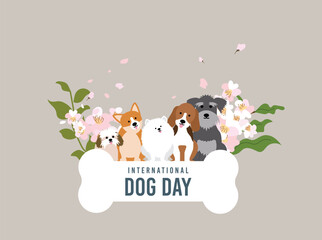 Hand drawn background for international dog day celebration