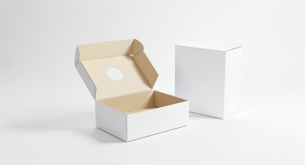 White Cardboard Boxes Packaging Mockup Open and Closed