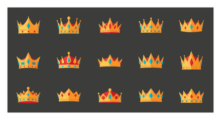 Sparkling golden crowns with vibrant blue gems, regal symbols of power and achievement