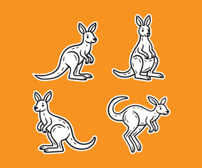 Collection of kangaroo vector illustrations. Suitable for logos, outdoor designs, stickers and t-shirt designs