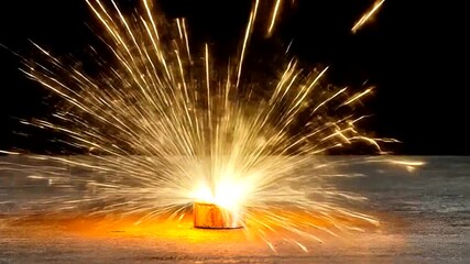 Close-up Time-lapse of Sparkler Igniting and Burning Brightly in Studio Shot - Powered by Adobe