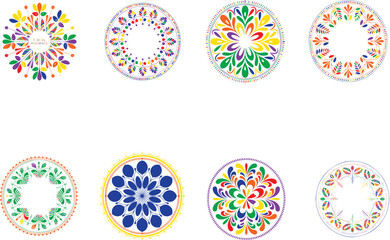 Colorful floral circular designs decorative