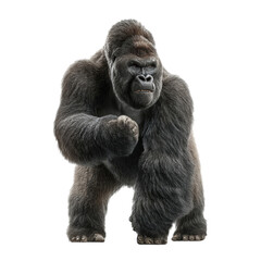 Fototapeta premium Powerful Gorilla with Intense Expression on Isolated Background