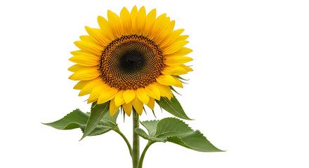 Obraz premium A vibrant sunflower with bright yellow petals stands tall against a crisp transparent background showcasing its natural beauty