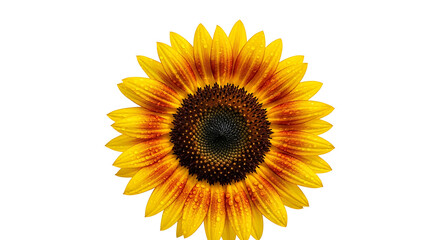 Fototapeta premium Close up of a vibrant sunflower with yellow petals isolated against a clean transparent background showcasing its intricate details