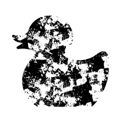 Obraz premium Vector Distressed rubber duck with a textured grunge effect.