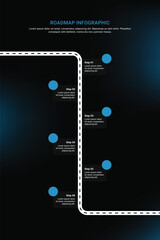 Business journey roadmap infographic design with 6 steps.