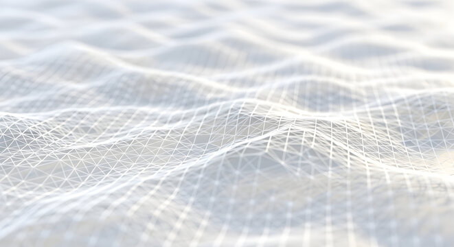 Abstract White Wavy Grid Network Background Surface Texture - Powered by Adobe