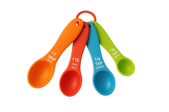 Colorful Set of Glowing Measuring Spoons for Baking and Cooking