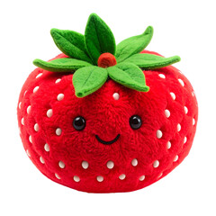 Cute Plush Strawberry Toy with Smiling Face.