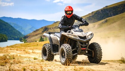 ATV rider on scenic trail