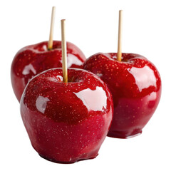 Bright Red Candy Apples on Sticks for Festive and Sweet Treats