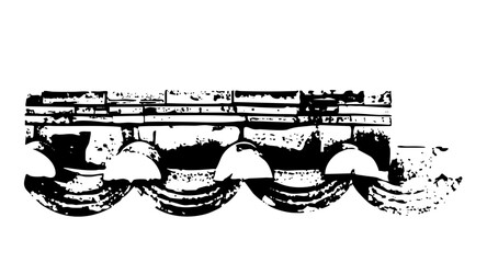 Vector Detailed architectural cornice with layered curves and rectangular structure.